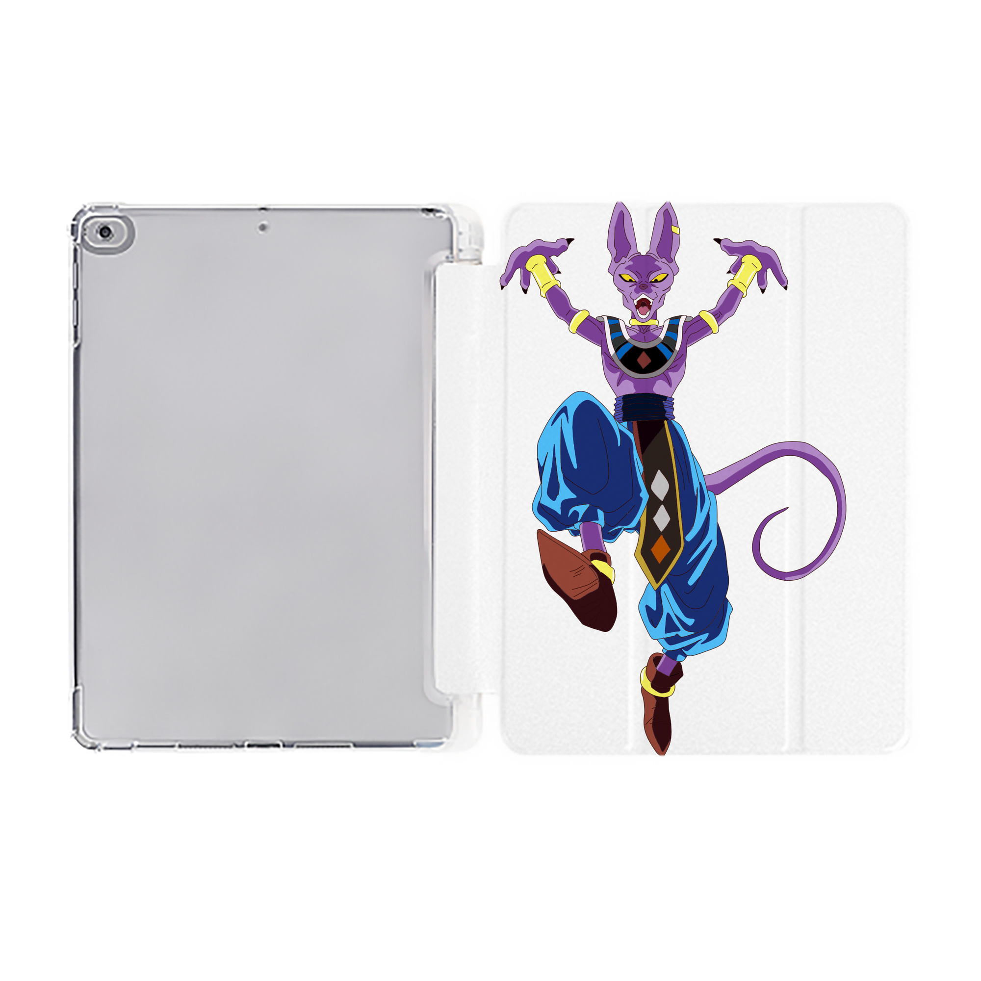 （画像用） ドラゴンボール ビルス 破壊神ビルス DRAGON BALL Beerus Birusu IPad ケース ペン収納付き 三つ折りスタンド PUレザー×シリコン 対応機種9.5/10.5/10.9インチ